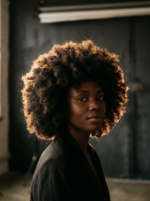 A woman with a full afro